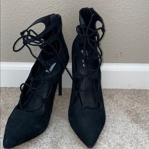 COPY - Suede black lace up heels